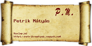 Petrik Mátyás névjegykártya